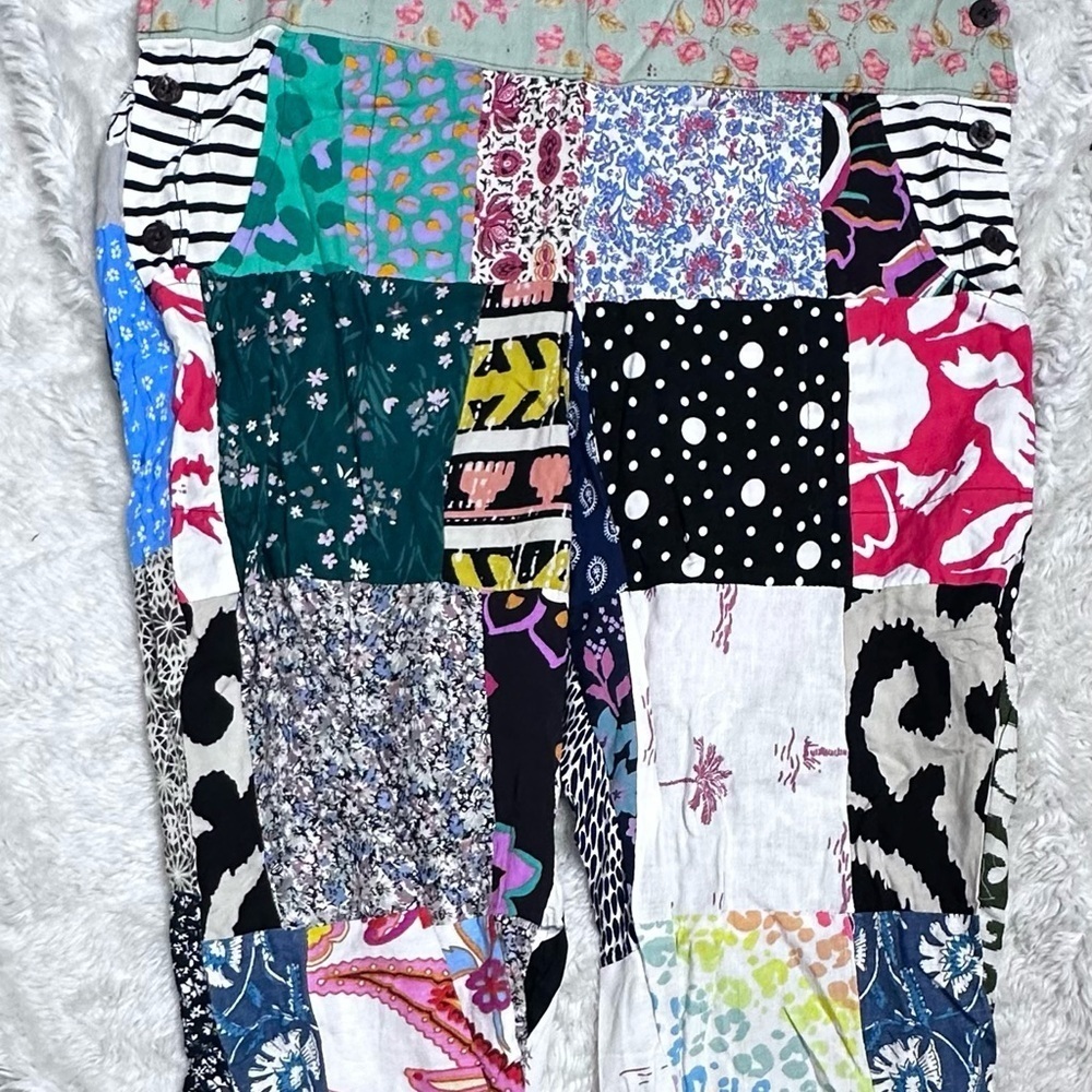 Patchwork Rayon Overalls Size Medium/Large See Me… - image 8